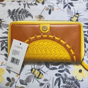 Lodis Rodeo Woven Perla ZA Clutch Toffee Yellow Trim